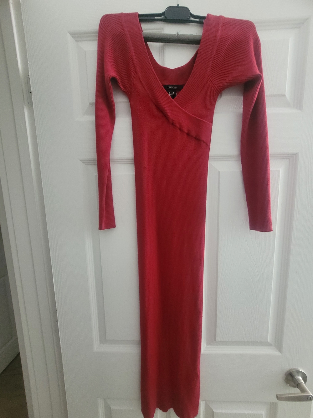 Forever 21 Ribbed Sweater Bodycon Midi Dress in Wine Red - Picture 3 of 5